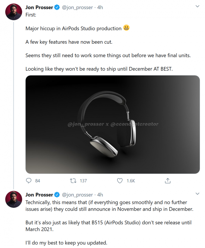 傳AirPods Studio將推遲發(fā)布，AirTags預(yù)計11月亮相