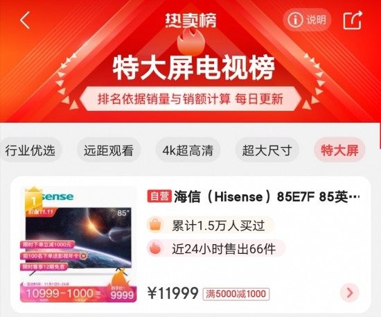 海信電視霸屏雙十一熱賣榜，到底憑什么？