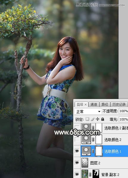 PS調(diào)出樹(shù)下美女照片夢(mèng)幻逆光效果