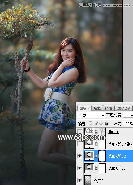 PS調(diào)出樹(shù)下美女照片夢(mèng)幻逆光效果