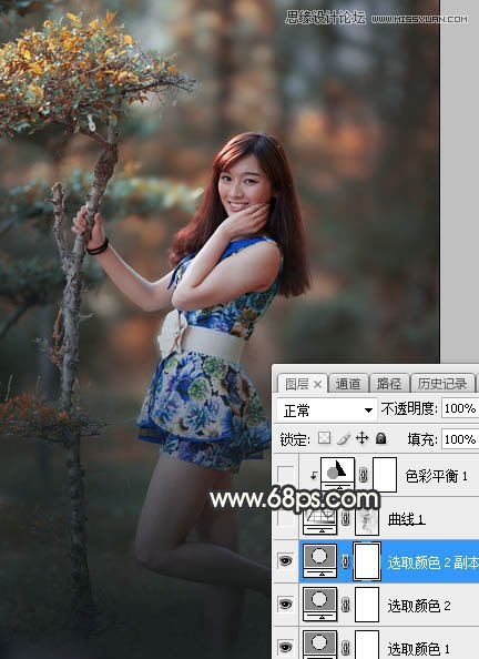 PS調(diào)出樹(shù)下美女照片夢(mèng)幻逆光效果