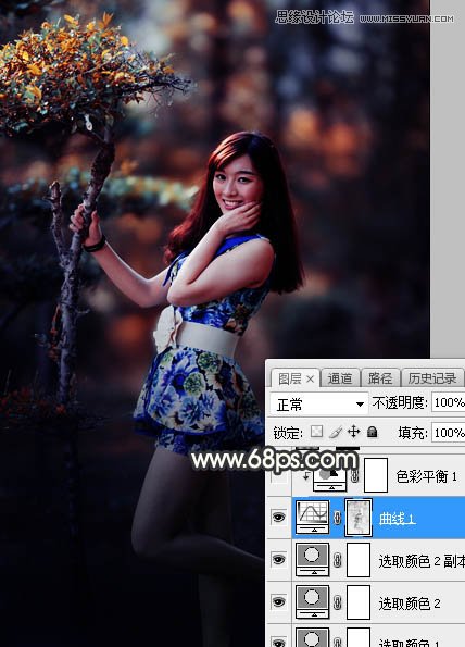 PS調(diào)出樹(shù)下美女照片夢(mèng)幻逆光效果