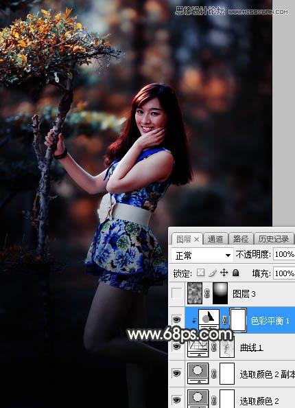 PS調(diào)出樹(shù)下美女照片夢(mèng)幻逆光效果