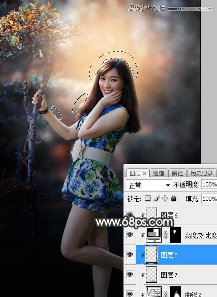 PS調(diào)出樹(shù)下美女照片夢(mèng)幻逆光效果