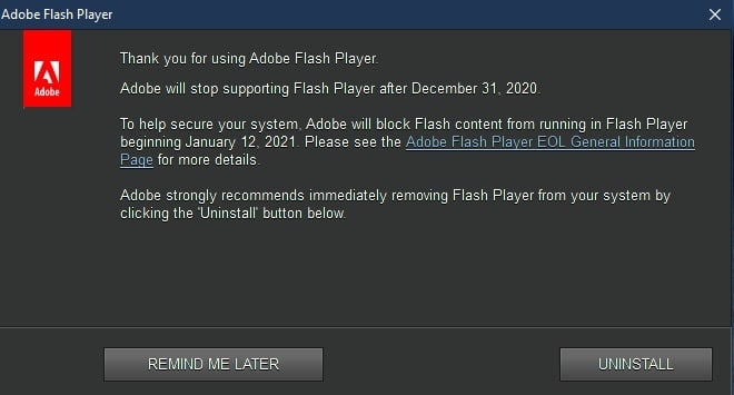 2020 即將結(jié)束，Adobe 警告用戶即將停止 Flash 支持，微軟已經(jīng)準(zhǔn)備將其刪除