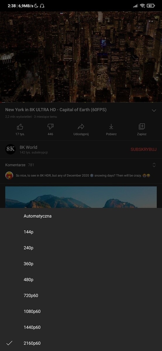 Android 版 YouTube 已支持在低分辨率設備上播放 4K 視頻，并可流式傳輸