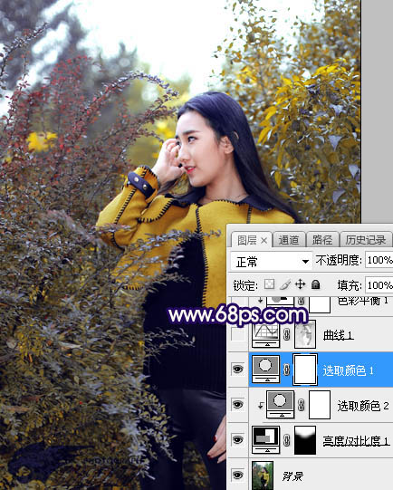 ps給外景美女人像添加夕陽光效美景