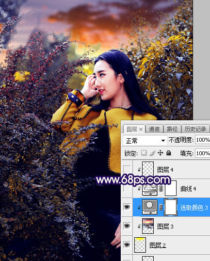 ps給外景美女人像添加夕陽光效美景