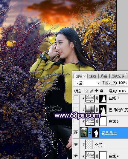 ps給外景美女人像添加夕陽光效美景