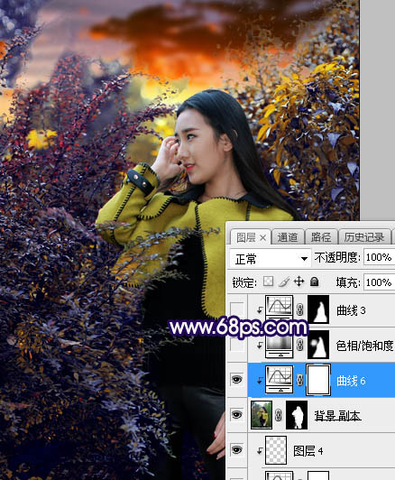 ps給外景美女人像添加夕陽光效美景