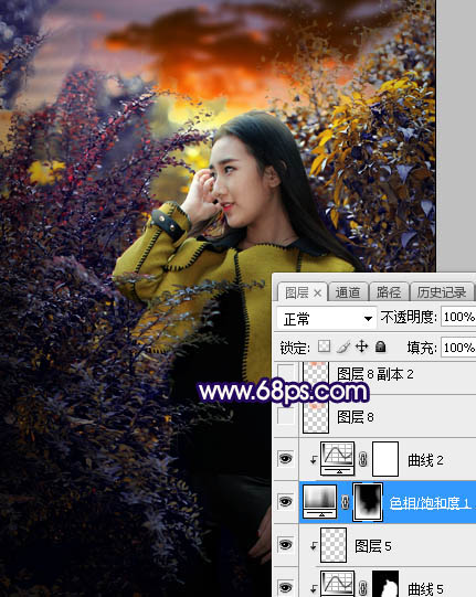 ps給外景美女人像添加夕陽光效美景