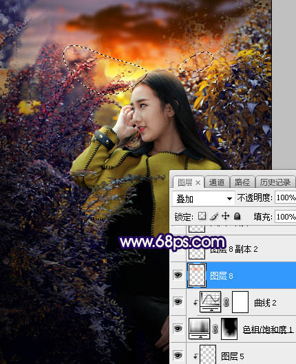 ps給外景美女人像添加夕陽光效美景