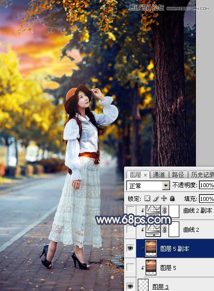 ps給外景人像添加金黃色夕陽(yáng)效果