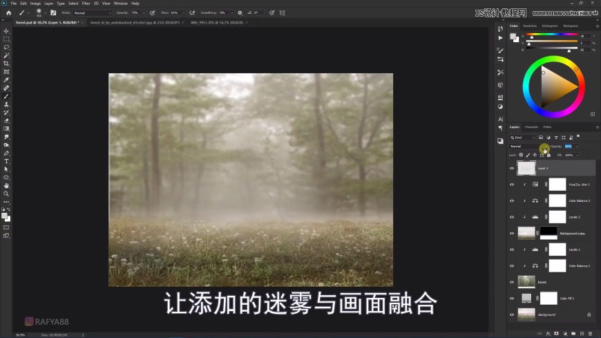 PS創(chuàng)意合成森林中的新娘和鳥(niǎo)籠