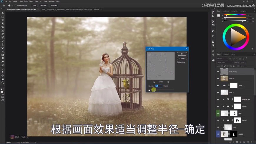 PS創(chuàng)意合成森林中的新娘和鳥(niǎo)籠