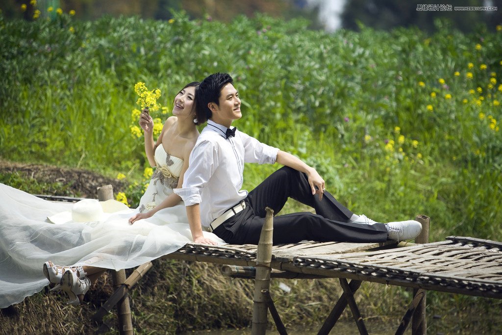 PS調(diào)出河邊婚紗照夢(mèng)幻藍(lán)色調(diào)