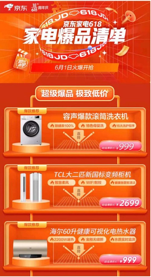 開門紅來了！京東618家電爆品清單打造瘋狂2小時