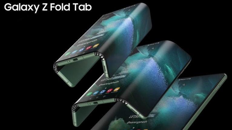 三星 Galaxy Z Fold Tab 手機渲染圖曝光:基于雙鉸鏈設計的雙折疊屏手機