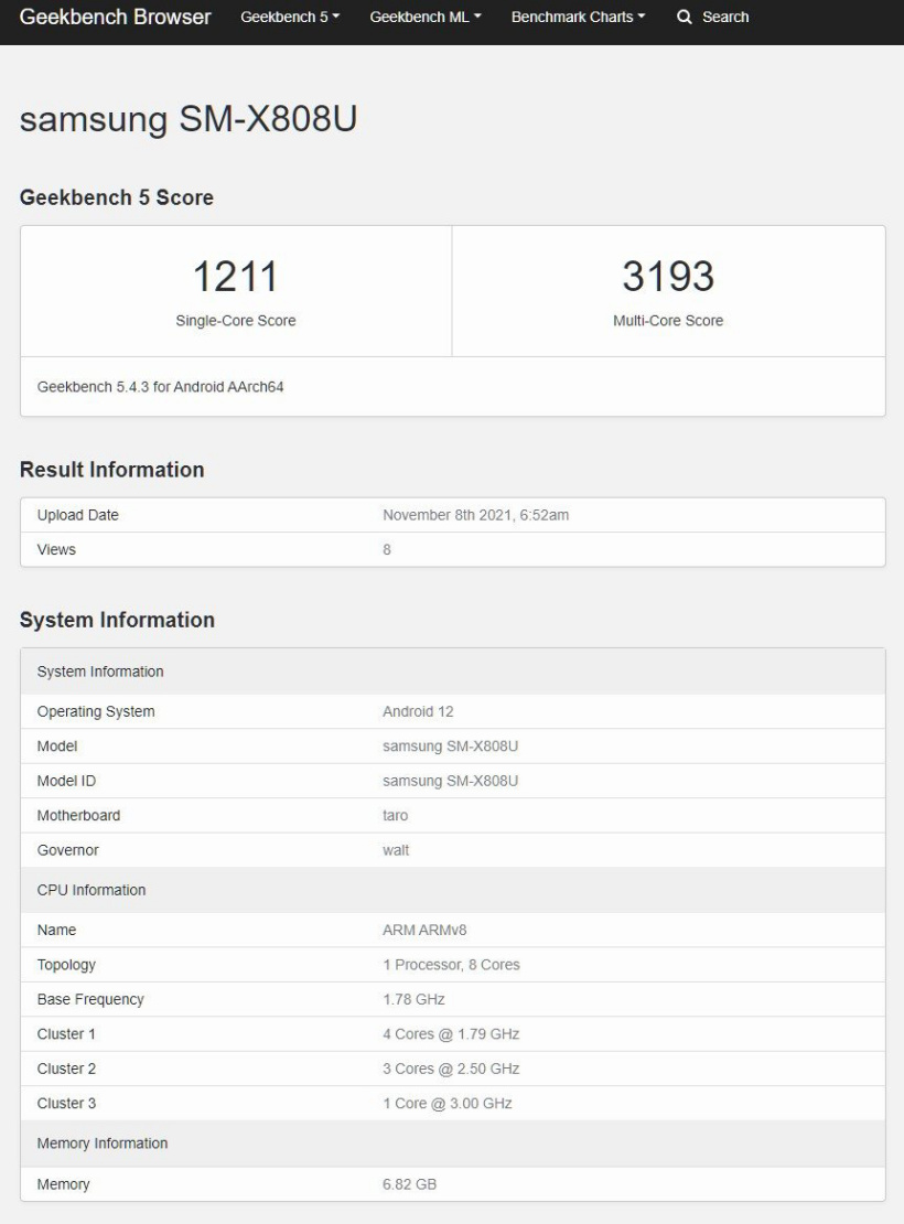 三星 Galaxy Tab S8+ 現(xiàn)身 Geekbench，或搭載驍龍“898”