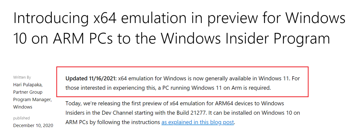 微軟 Windows x64 仿真正式推出，只支持 Win11 ARM