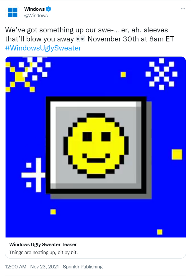微軟：2021 年度 Windows 丑陋毛衣將于 11 月 30 日推出