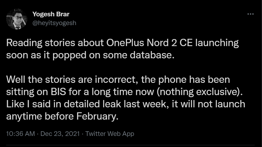 消息稱一加 Nord 2 CE 不會早于 2 月發(fā)布,預(yù)計(jì)配備天璣 900 SoC