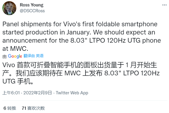 vivo 首款折疊手機屏幕曝光