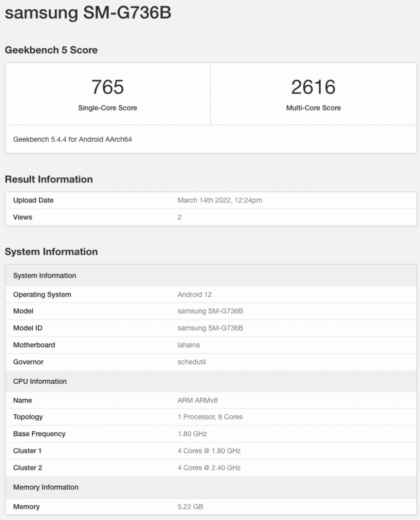 三星 Galaxy Xcover Pro 2 三防手機(jī)現(xiàn)身 Geekbench：搭載驍龍 778G，6GB 內(nèi)存