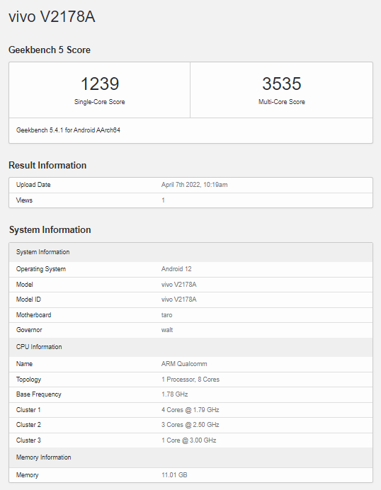 vivo X Fold 現(xiàn)身 Geekbench：搭載驍龍 8 Gen 1，擁有 12GB 內(nèi)存